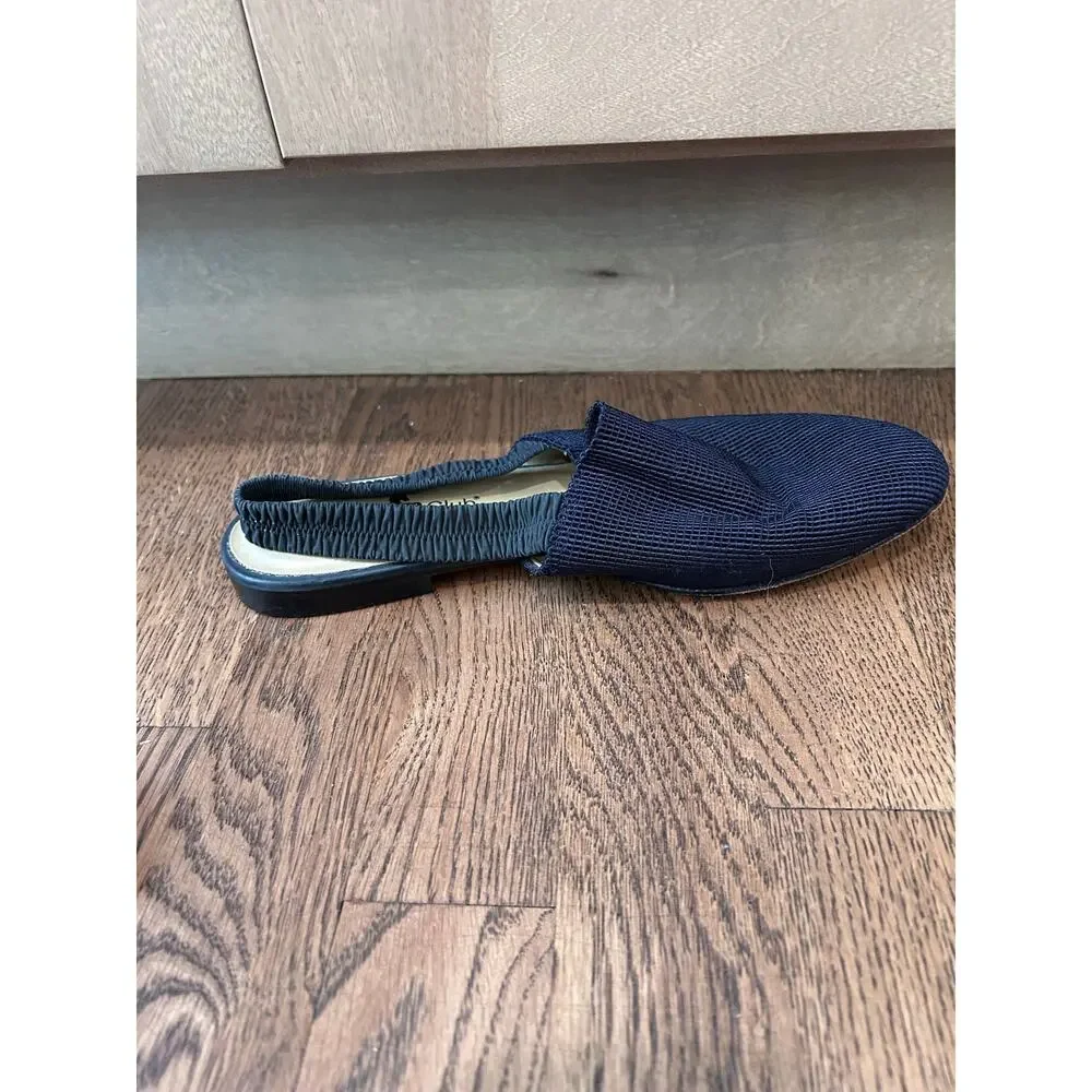 VTG Hunt Club Knit Slingback Flats Black Ribbed Fabric Pointed Toe Size 9